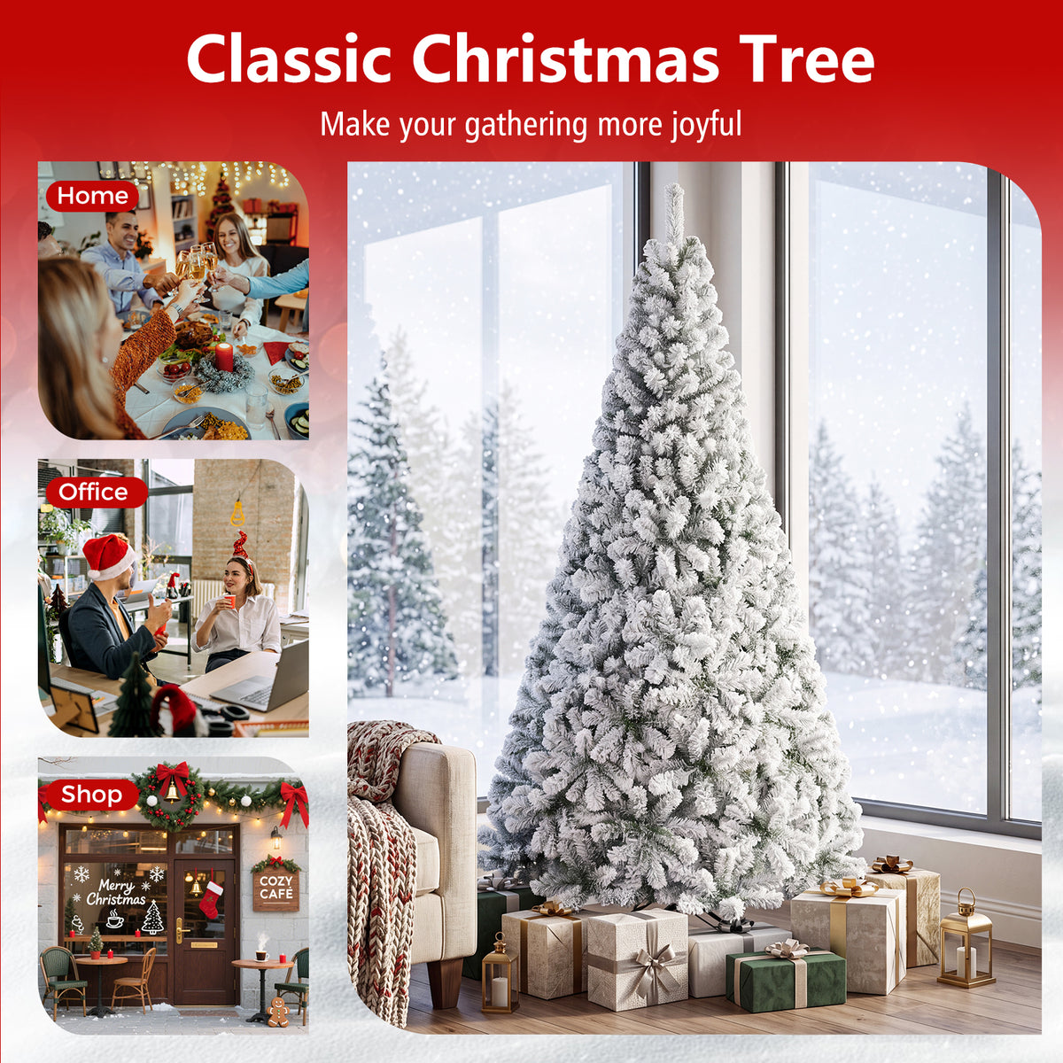 7.5 FT Snow Flocked Artificial Christmas Tree