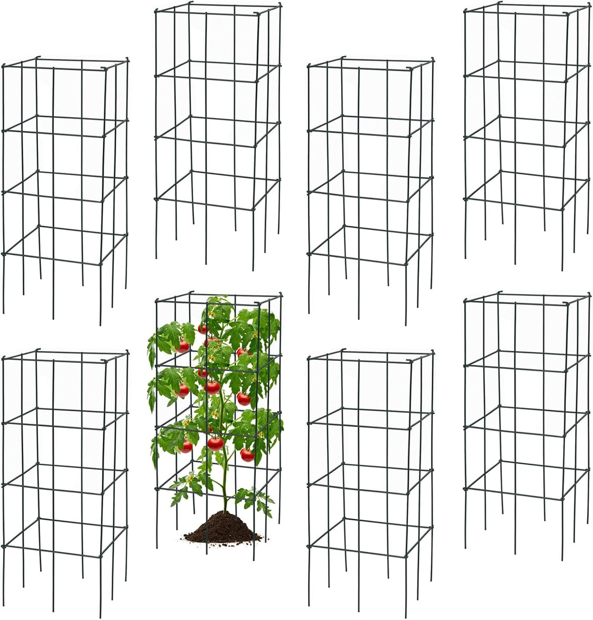 Lucktree Pack of 4 Plant Cage Support, Tomato Stakes and Cages (16''Lx 16''Wx 39''H (4 Pieces))