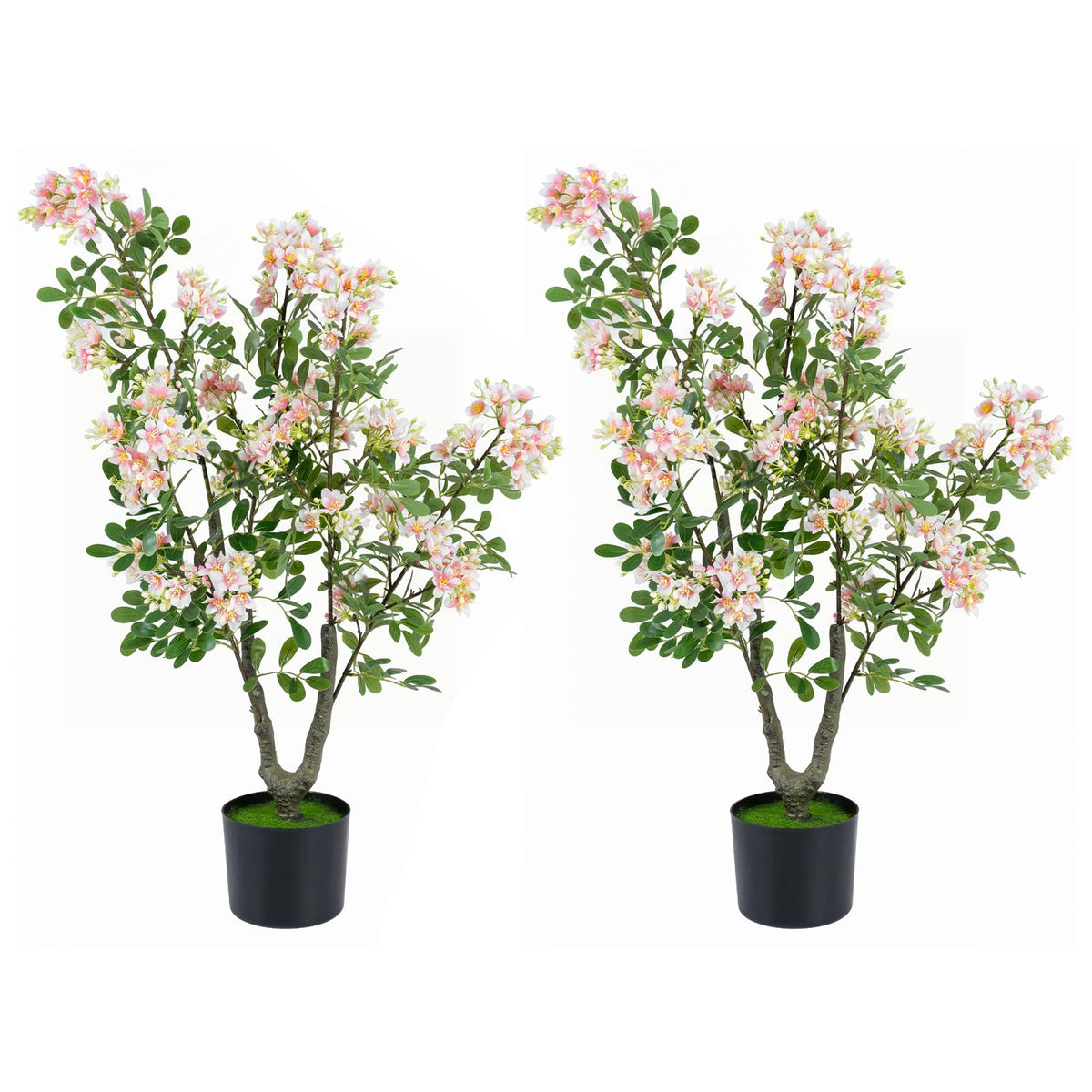 Lucktree 36" Artificial Impatiens Blossom Tree w/Mini Fruits & Faux Grass