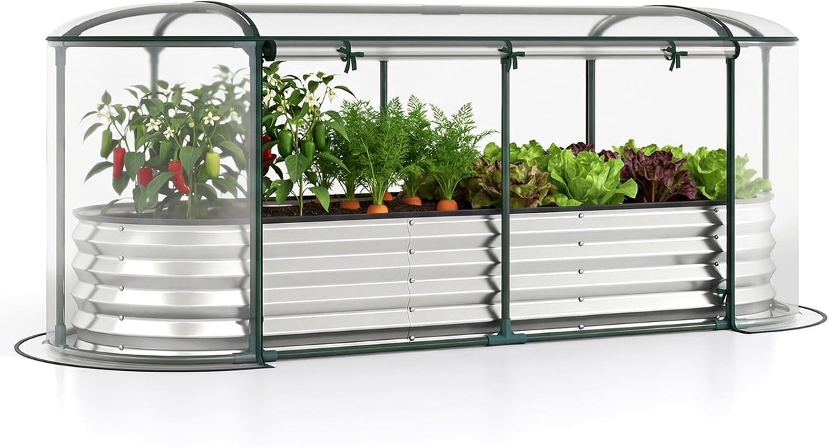 Lucktree Raised Garden Bed w/Greenhouse Cover (6x2x1 FT)
