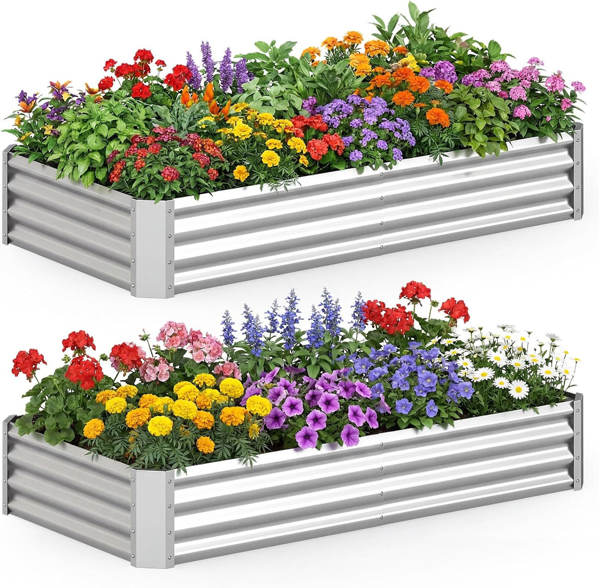Lucktree 6 x 3 x 1 FT Galvanized Rectangular Metal Raised Garden Bed (1/2)