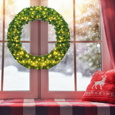48" Pre-lit Cordless Artificial Christmas Wreath - LucktreeUS