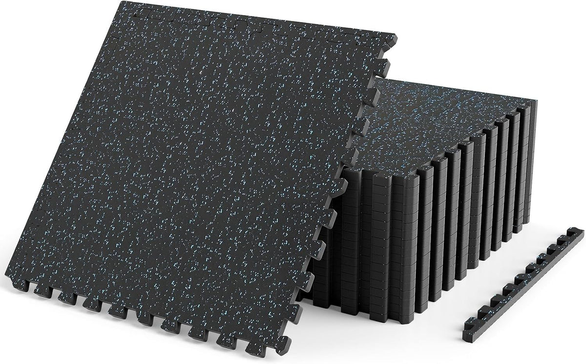 Lucktree 0.39" Thick Rubber Top Exercise Equipment Mats with Boarders