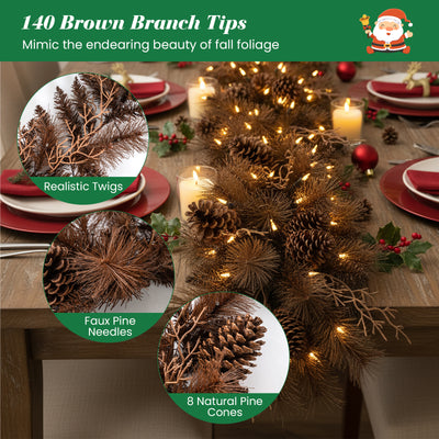 9FT Pre-lit Artificial Christmas Garland, Christmas Garland with 35 Warm White LED Lights