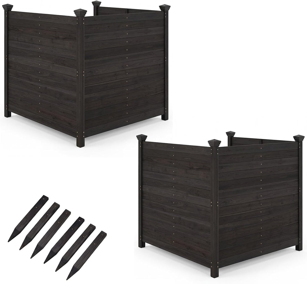 Lucktree Wooden Privacy Fence with Stakes 47" W x 45.5" H