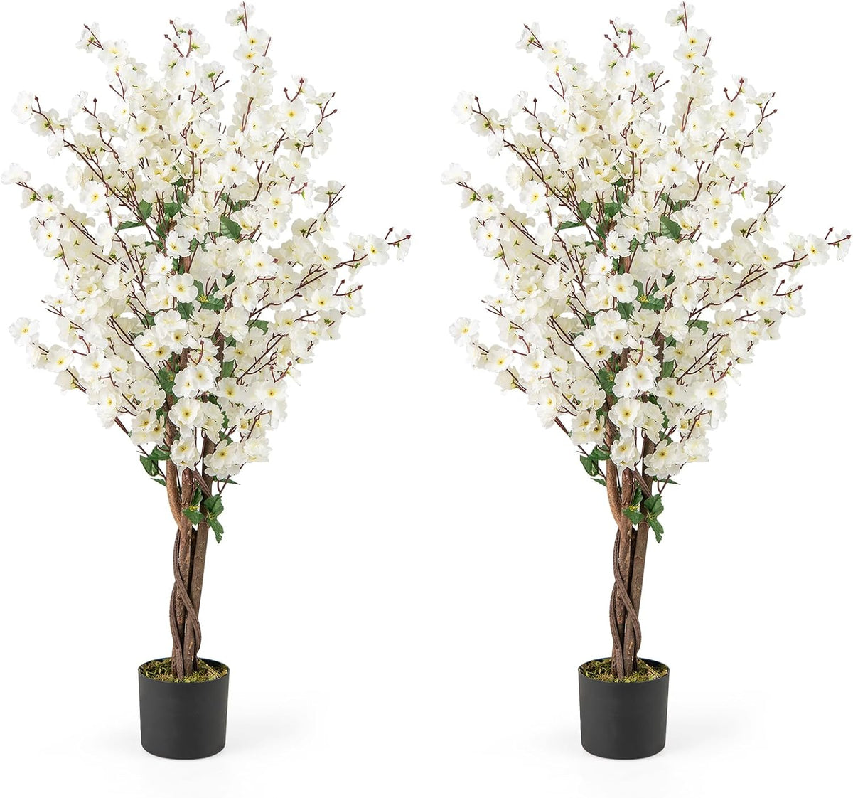 Lucktree 47” Faux Plum Blossom Plant with White Fabric Flower