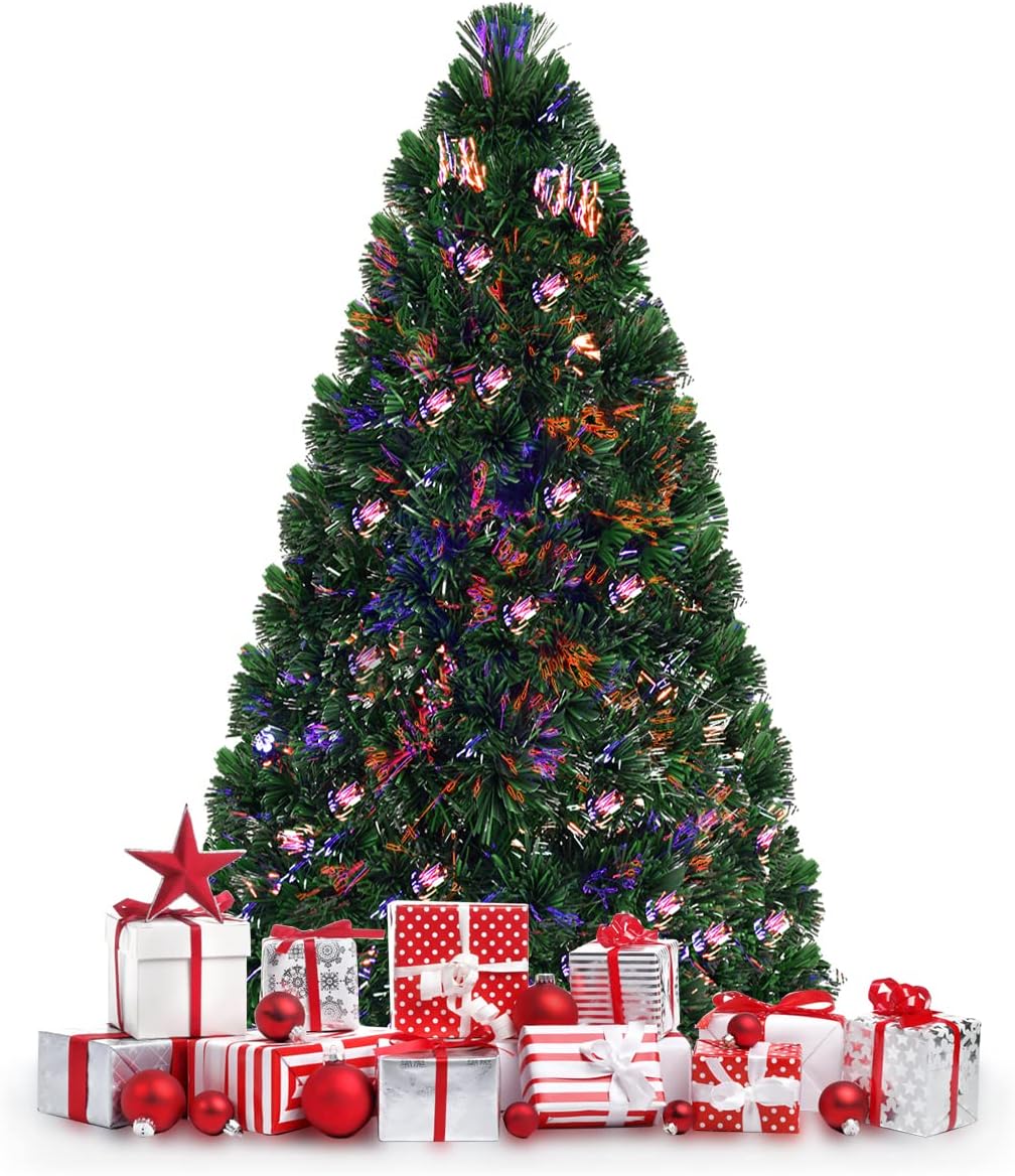 Artificial PVC Christmas Tree Pre-Lit Fiber Optic Tree