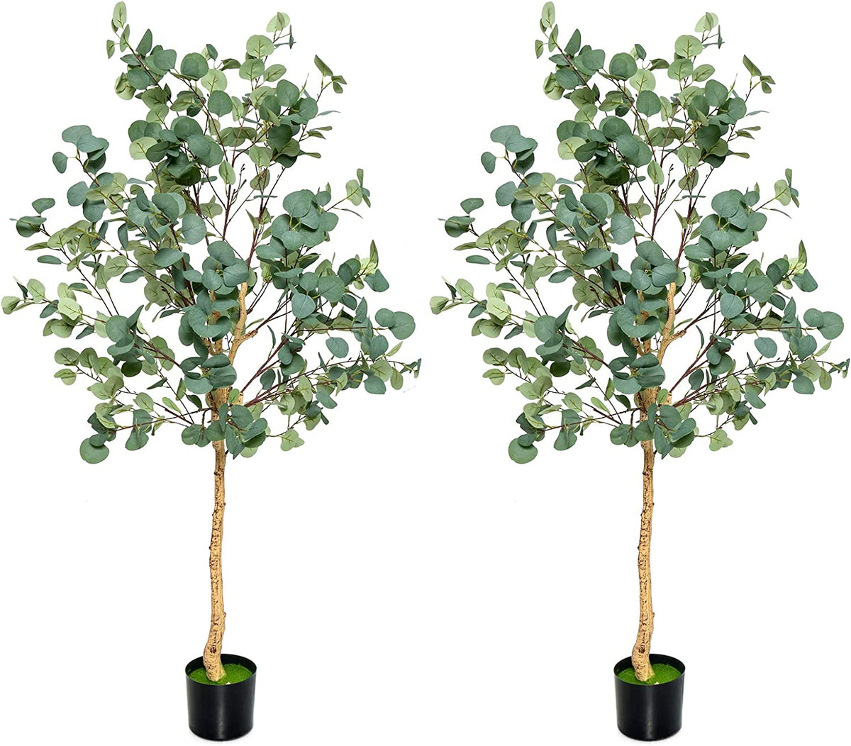 Lucktree 5.5ft Artificial Eucalyptus Tree, Tall Faux Eucalyptus Stems Fake Plants in Pot with 517 Silver Dollar Leaves