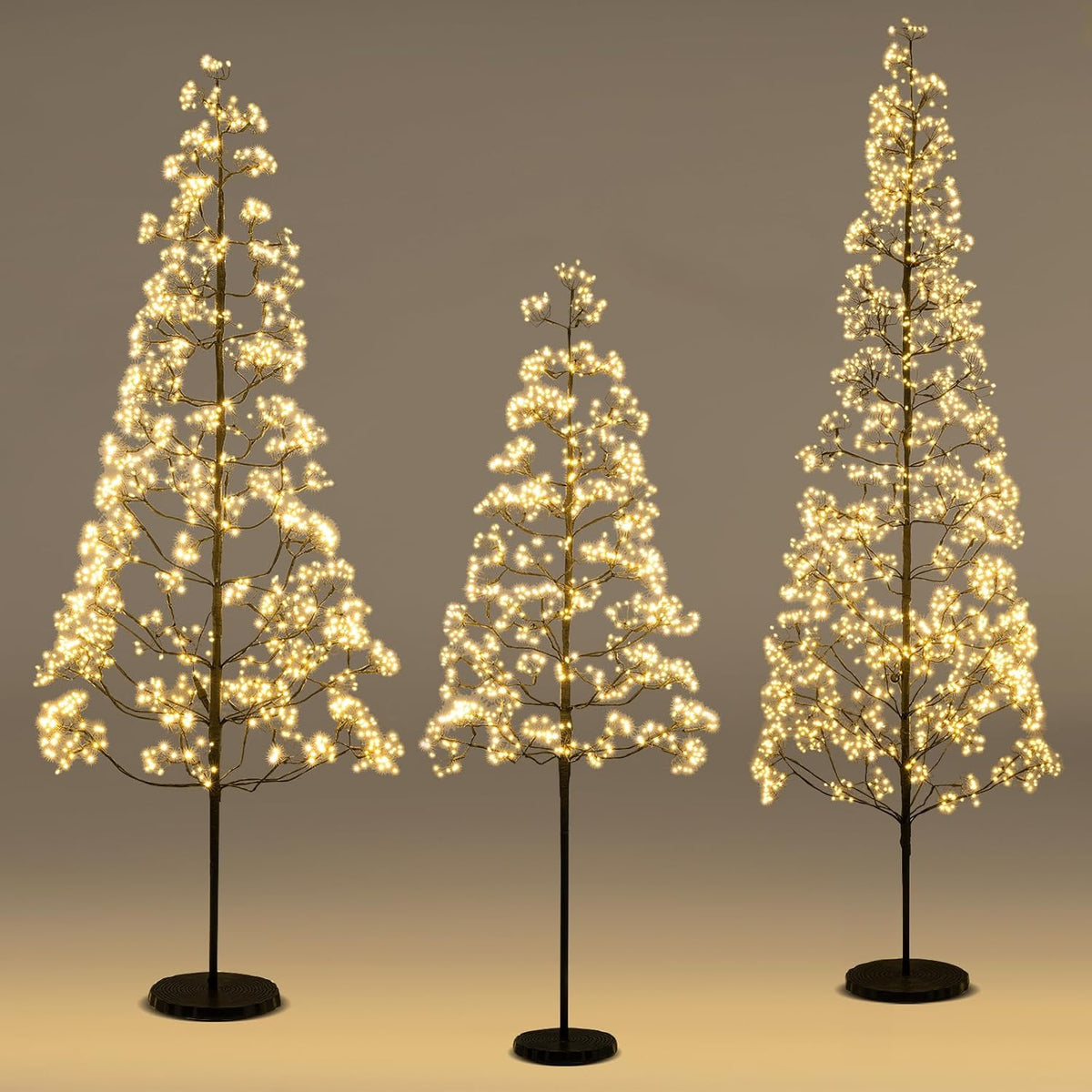 Lucktree 5/6/7 FT LED Alpine Tree with 1000 Warm White LED Lights, Pre-lit Artificial Cedar with Weighted Base