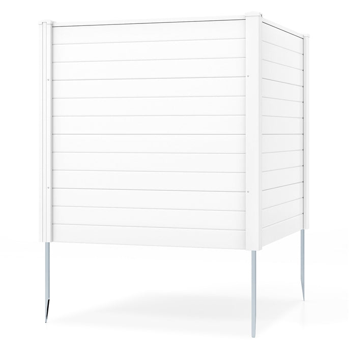 PP Privacy Fence Screen 123cm x 123cm, 2/4 Panels, No-Dig Air Conditioner Trash Can Pool Equipment Enclosure with Galvanized Ground Stakes