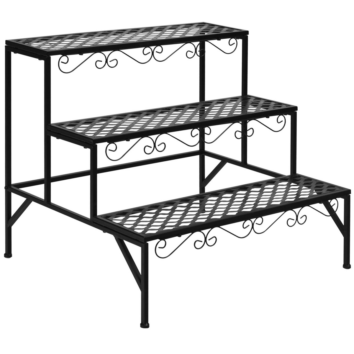 3 Tiers Metal Plant Stand, Ladder Plant Display Rack - Lucktree