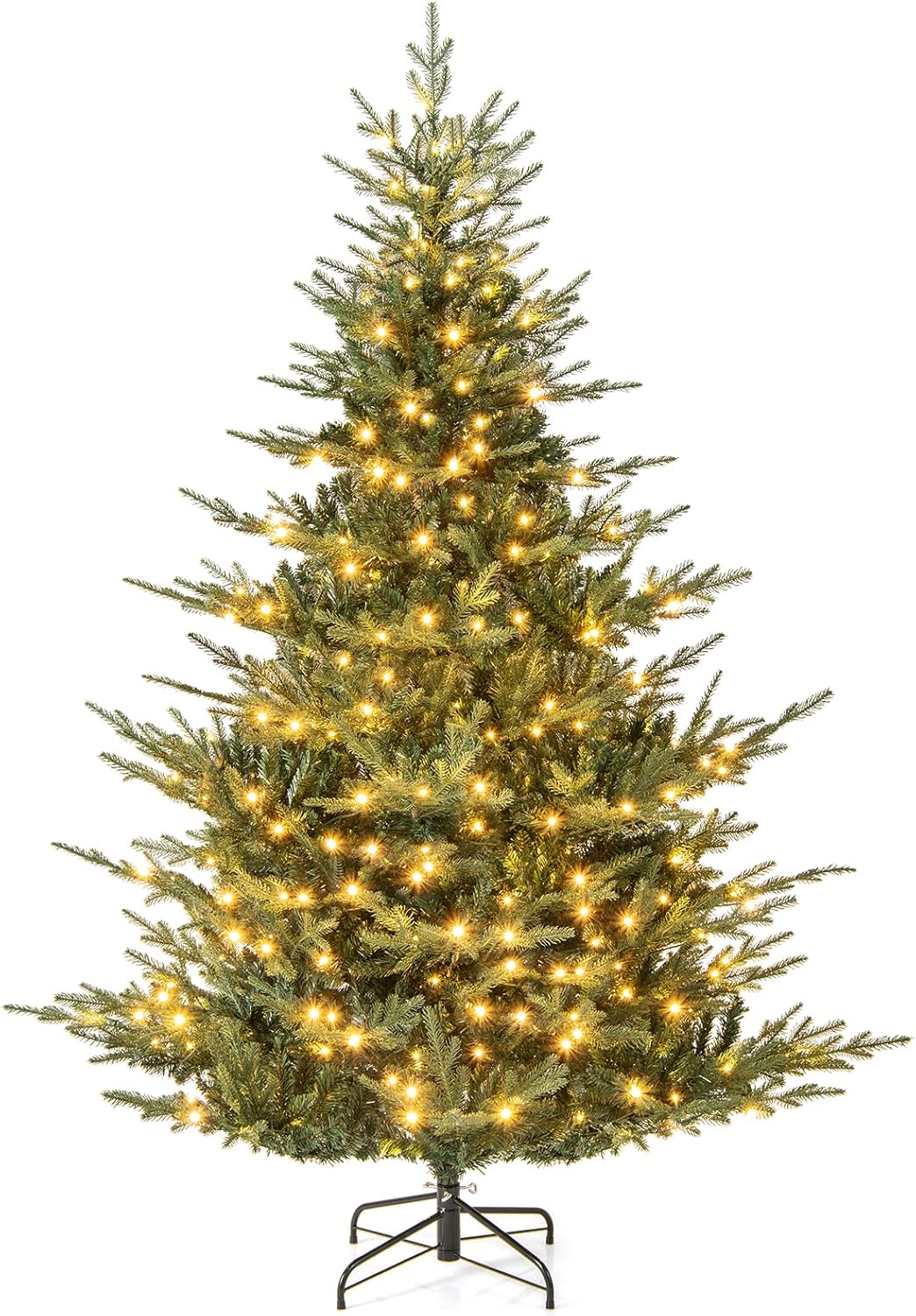 Lucktree 6FT / 7FT Pre-Lit Artificial Christmas Tree with PVC & PE Mixed Branch Tips