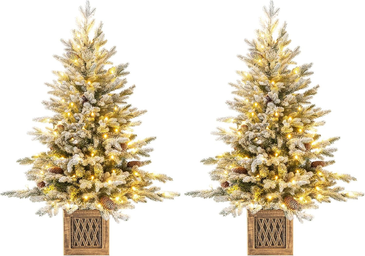 Lucktree 4 FT Pre-lit Entrance Christmas Tree with 231 Branch Tips and 100 LED Lights