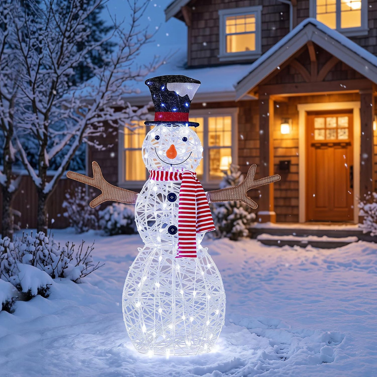 Lucktree Christmas Outdoor Lighted Snowman Yard Xmas Decorations and Zip Ties