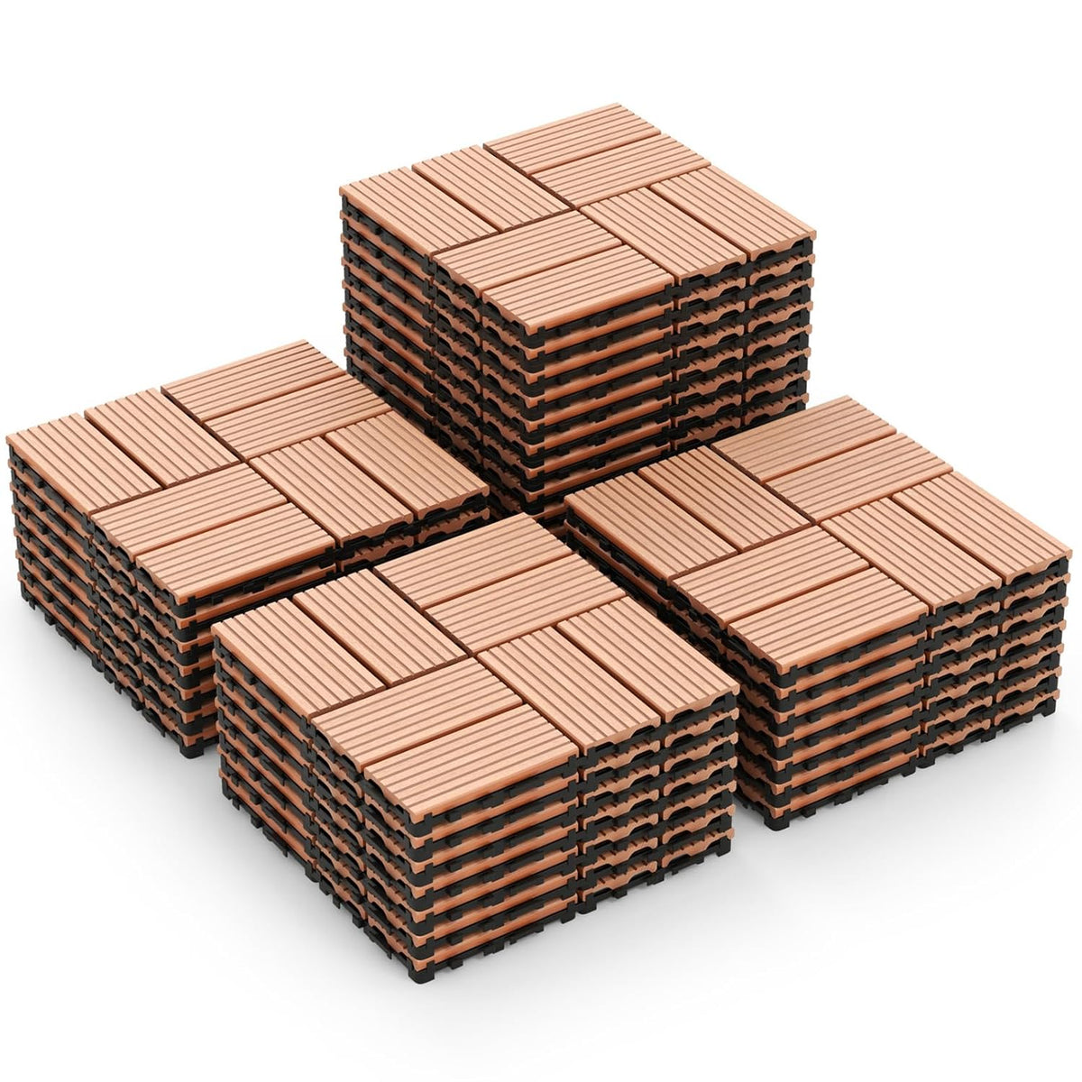 Lucktree 18/36 PCS Interlocking Deck Tiles - 12" x 12" Composite Decking Boards Waterproof All Weather