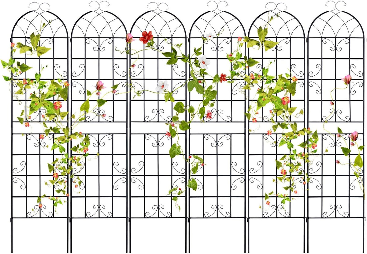 Lucktree 2 Pack Trellis for Climbing Plants Outdoor, 7 FT Tall Galvanized Steel Garden Trellis
