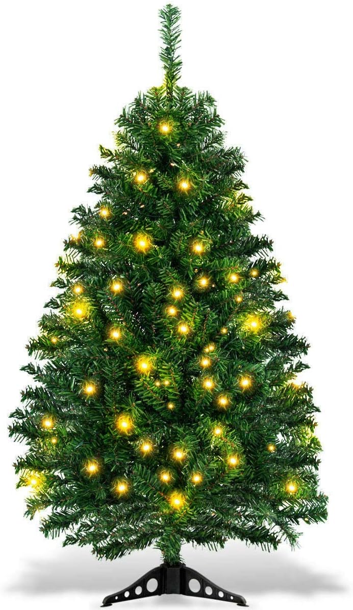 4FT Pre-lit Artificial Christmas Tree, PVC Pine Tree Home Holiday Decoration with Plastic Stand