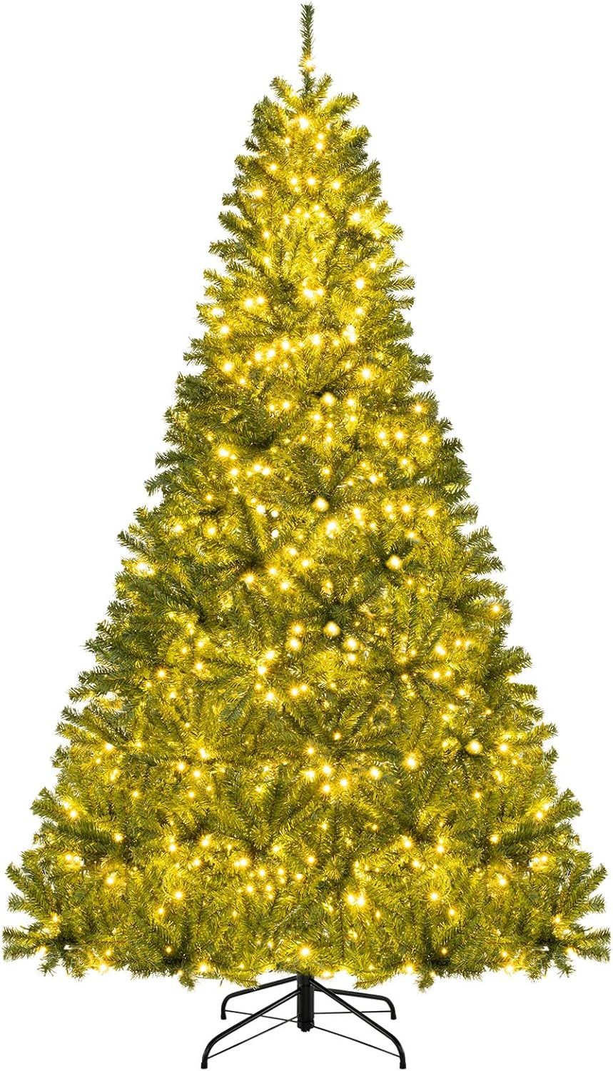 Lucktree 6FT | 7FT | 8FT Pre-Lit Remote Control Artificial Christmas Tree with Warm White LED Lights