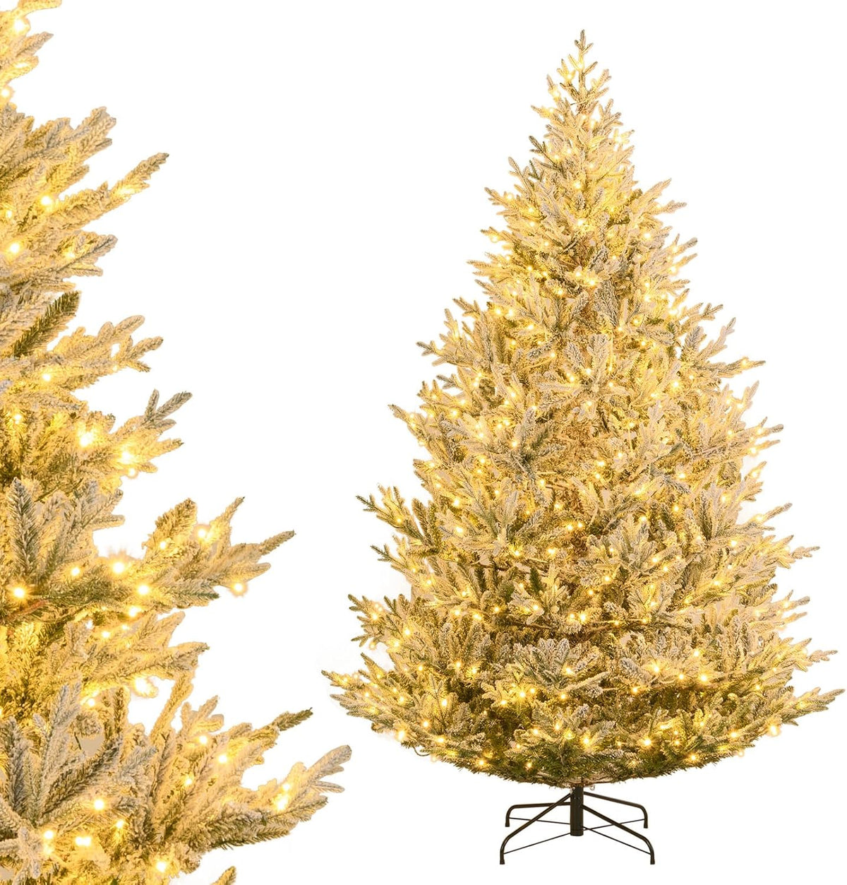 Lucktree 6FT / 7FT / 8FT Pre-Lit Snow Flocked Christmas Tree | Holiday Home Office Decoration
