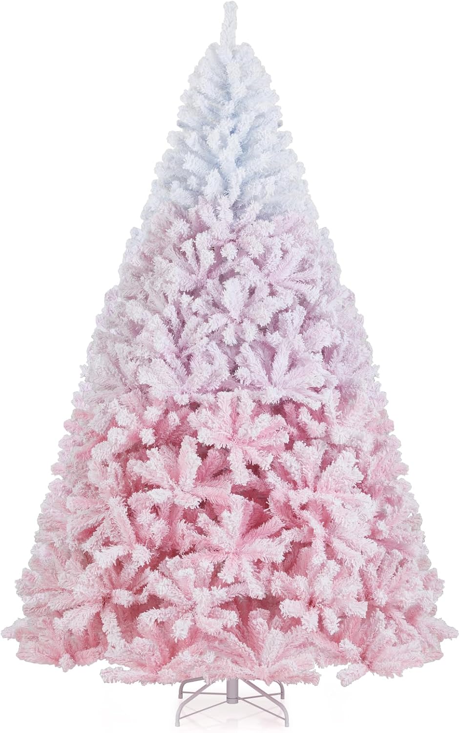 Lucktree Pink Gradient & White Snow Flocked Christmas Tree | Home Office Decoration