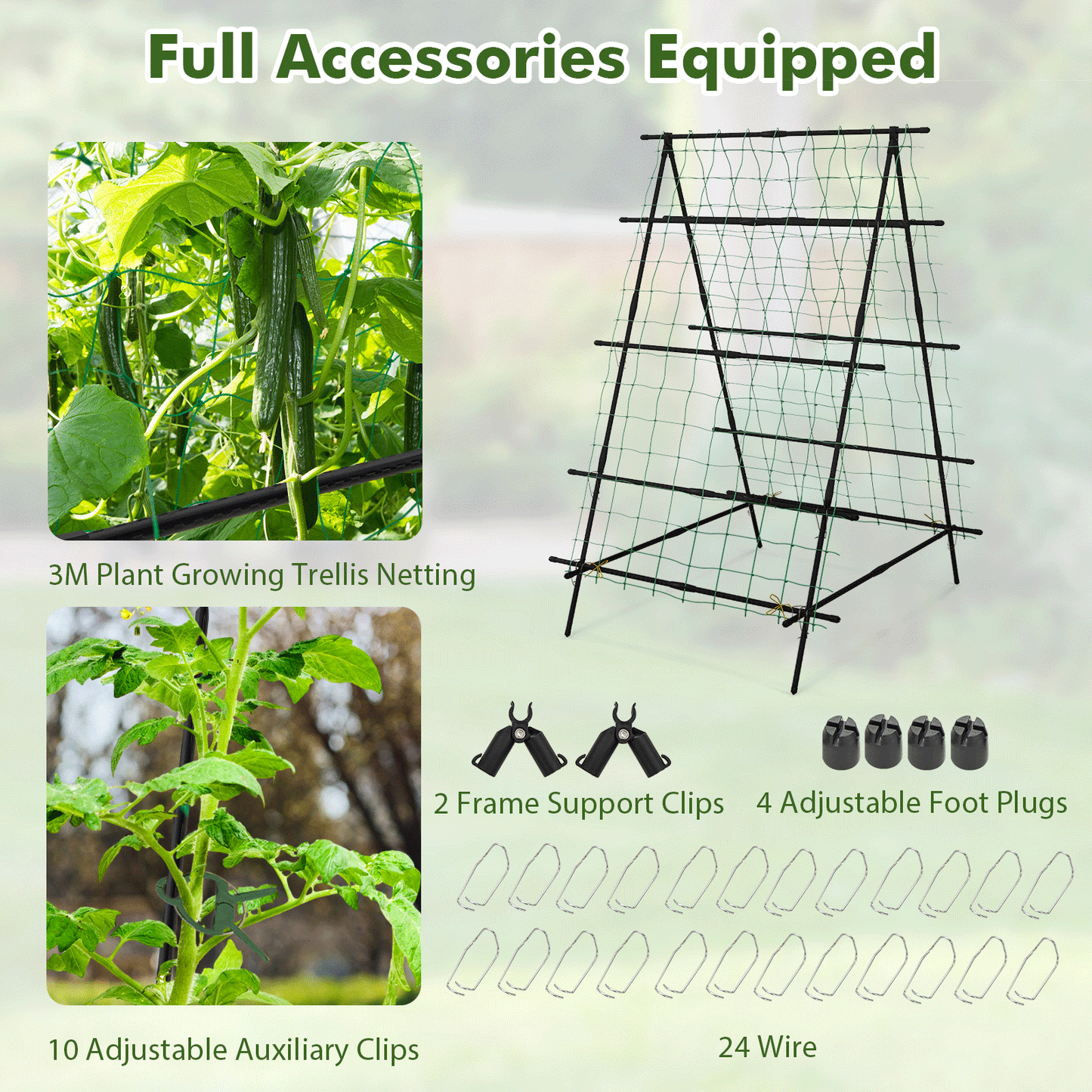 Garden Trellis for Climbing Vines, Outdoor Tomato & Cumber Trellis with A-Frame Support