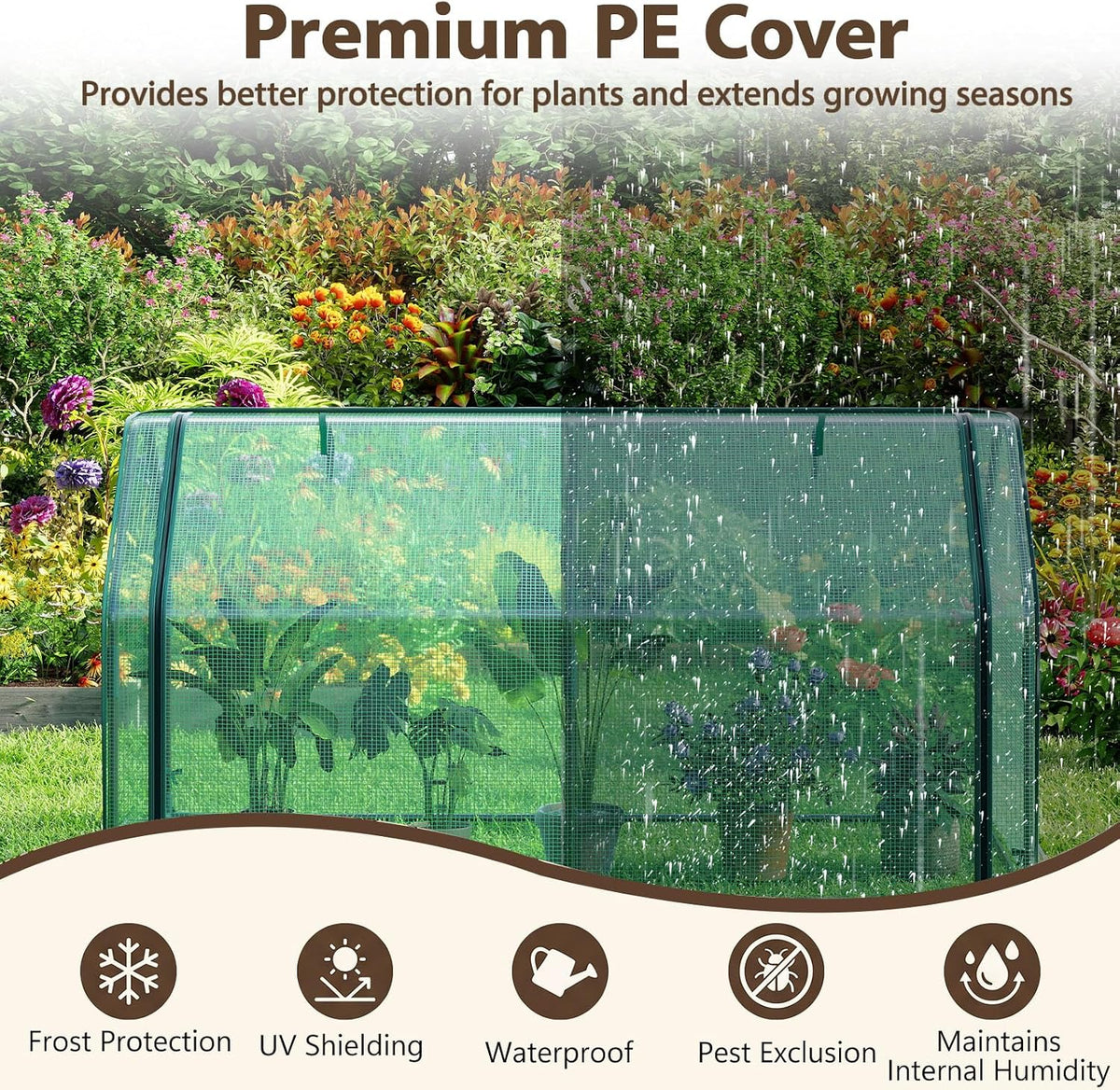 Lucktree Mini Portable Greenhouse w/ PE Cover Roll-Up Zipper