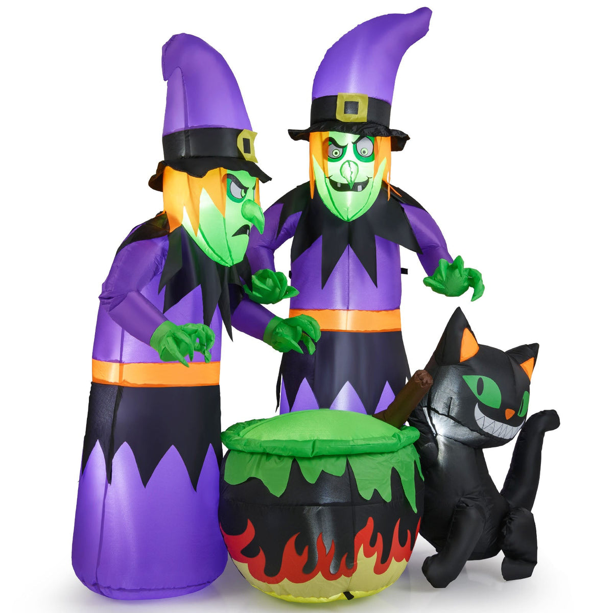 Lucktree 6 Ft Inflatable Halloween Witches, Blow up 2 Scary Witch Decoration