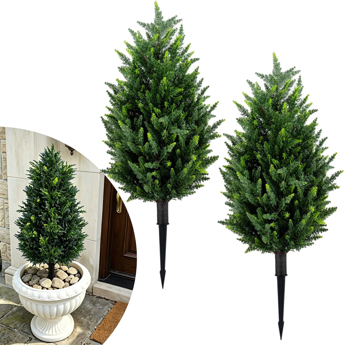 Lucktree 2 Pack Artificial Lavender/Cypress Topiary Trees with Ground Spikes
