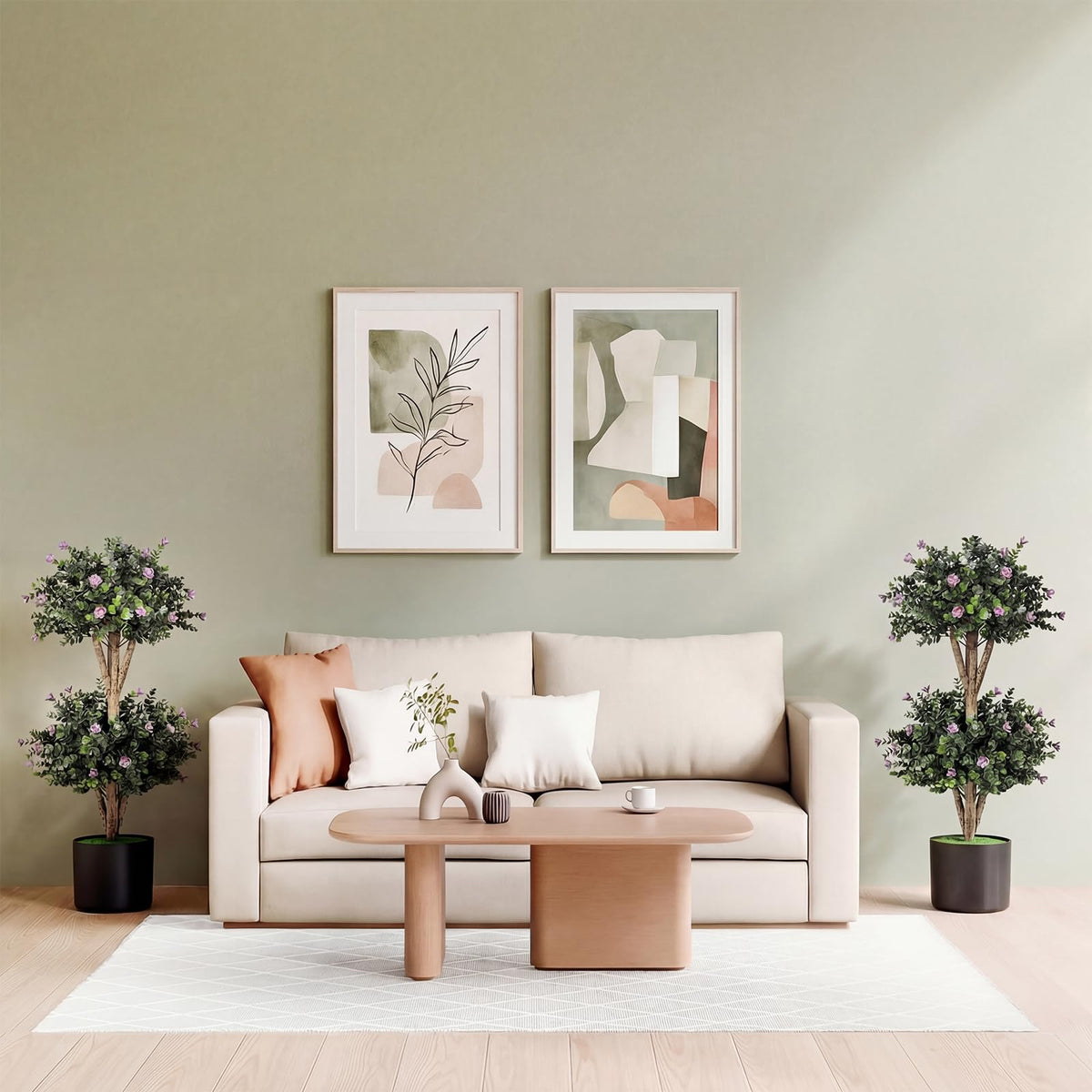 Lucktree 3 FT Artificial Double Ball Boxwood Topiary Trees Set of 2 for Porch Home Decoration