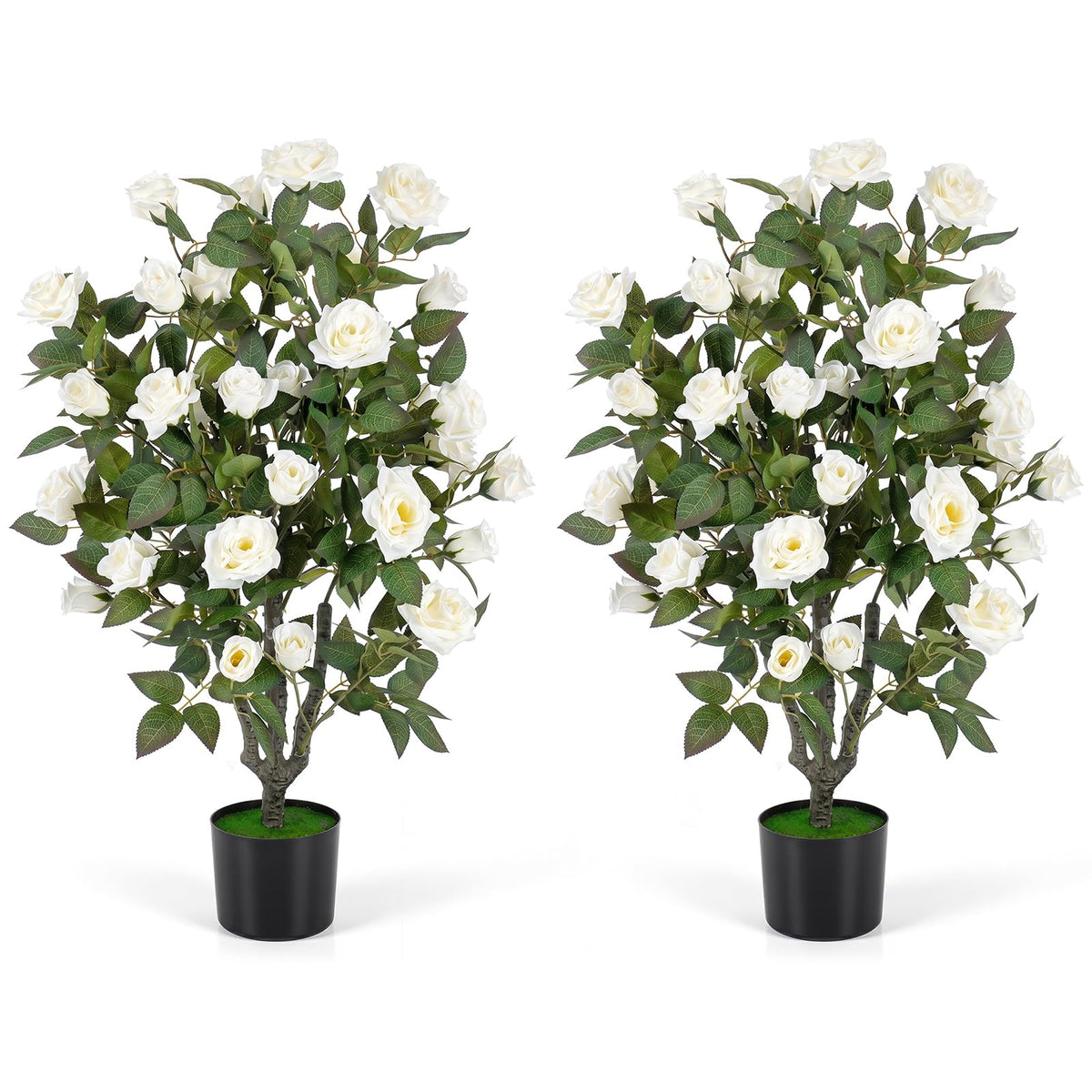 Lucktree 35.5" Artificial Rose Tree with 32 Blooming Flowers | Free Maintenance