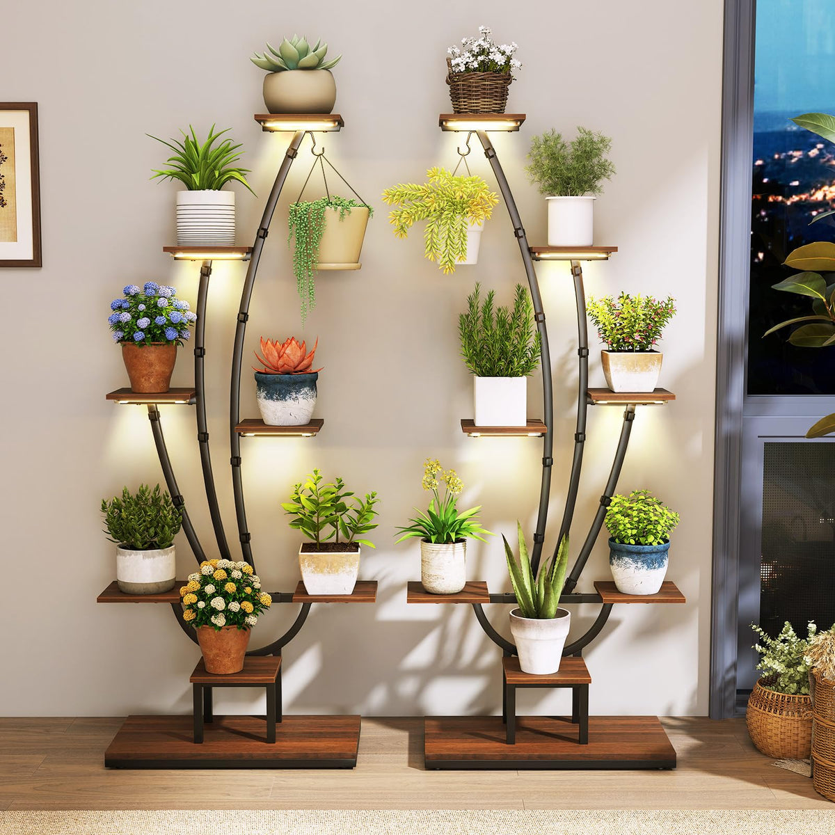 Lucktree Plant Stand Indoor 8-Tier 62" Tall Corner Metal Plant Shelf for Multiple Plants