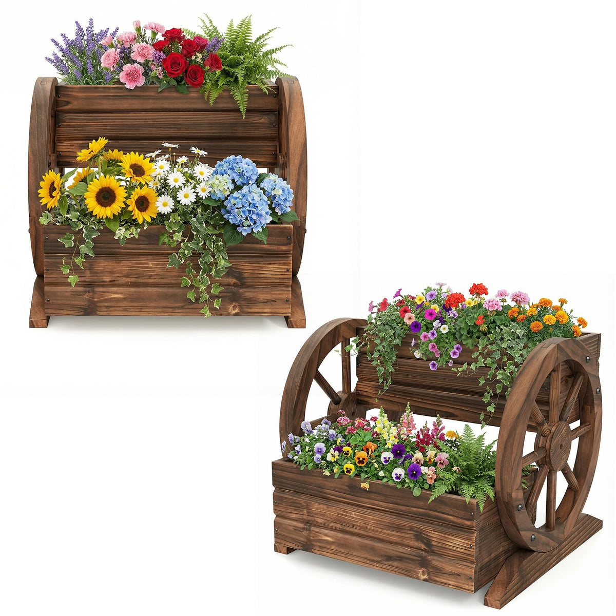 Lucktree Garden Planter with Drainage Holes & Wheels for Flowers Herbs Vegetables