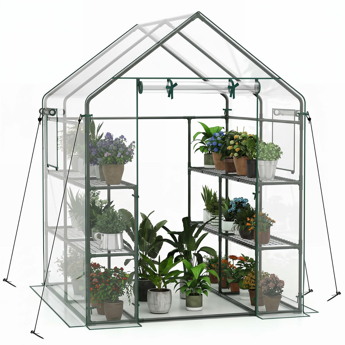 Lucktree 57”L x 57”W x 77”H Walk-in Greenhouse for Outdoors