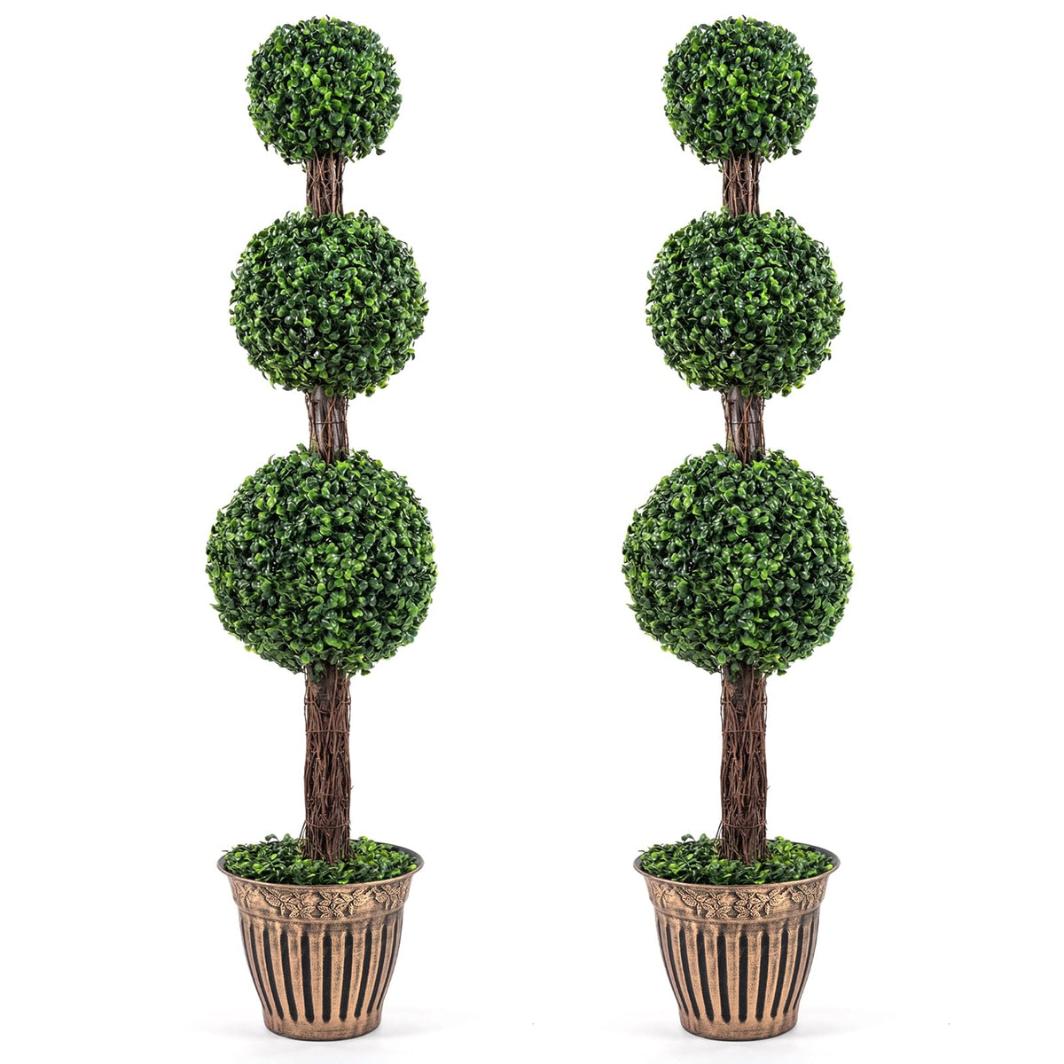 Lucktree Artificial Triple Ball Boxwood Tree 4 FT Fake Topiary Tree(1/2)