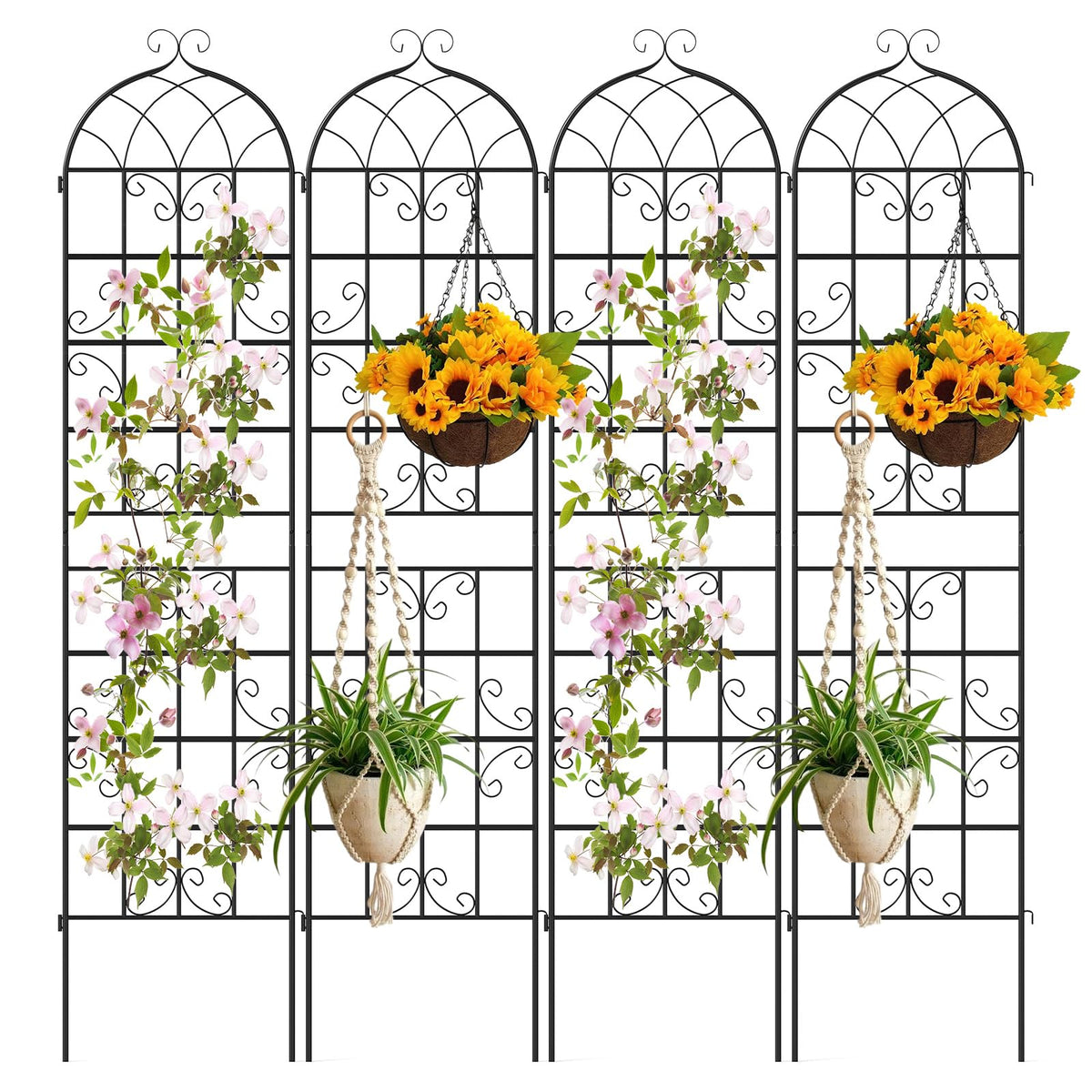 Lucktree 2/4 Packs 71"x20"/86"x20" Metal Garden Trellis for Outdoor Climbing Plants