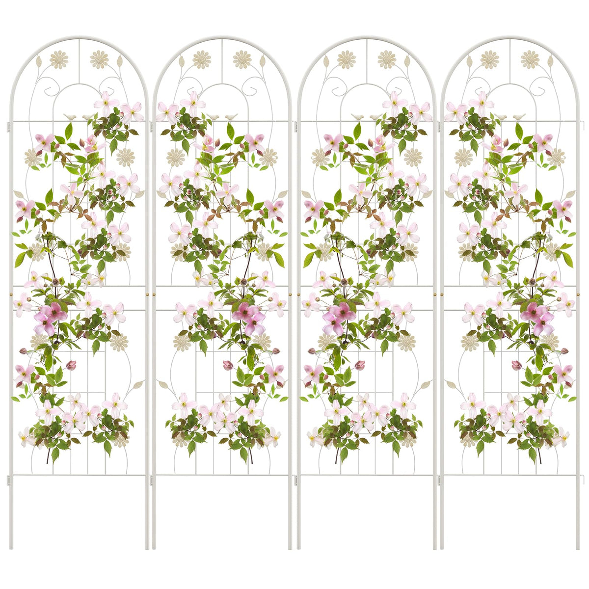 Lucktree Garden Trellis, Tall Galvanized Steel Trellis for Climbing Plants