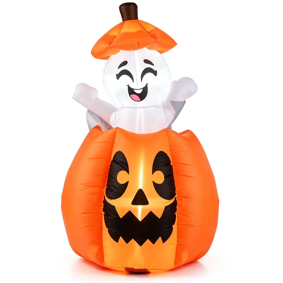5 FT/150 CM Animated Halloween Inflatable Pumpkin and Rising Ghost
