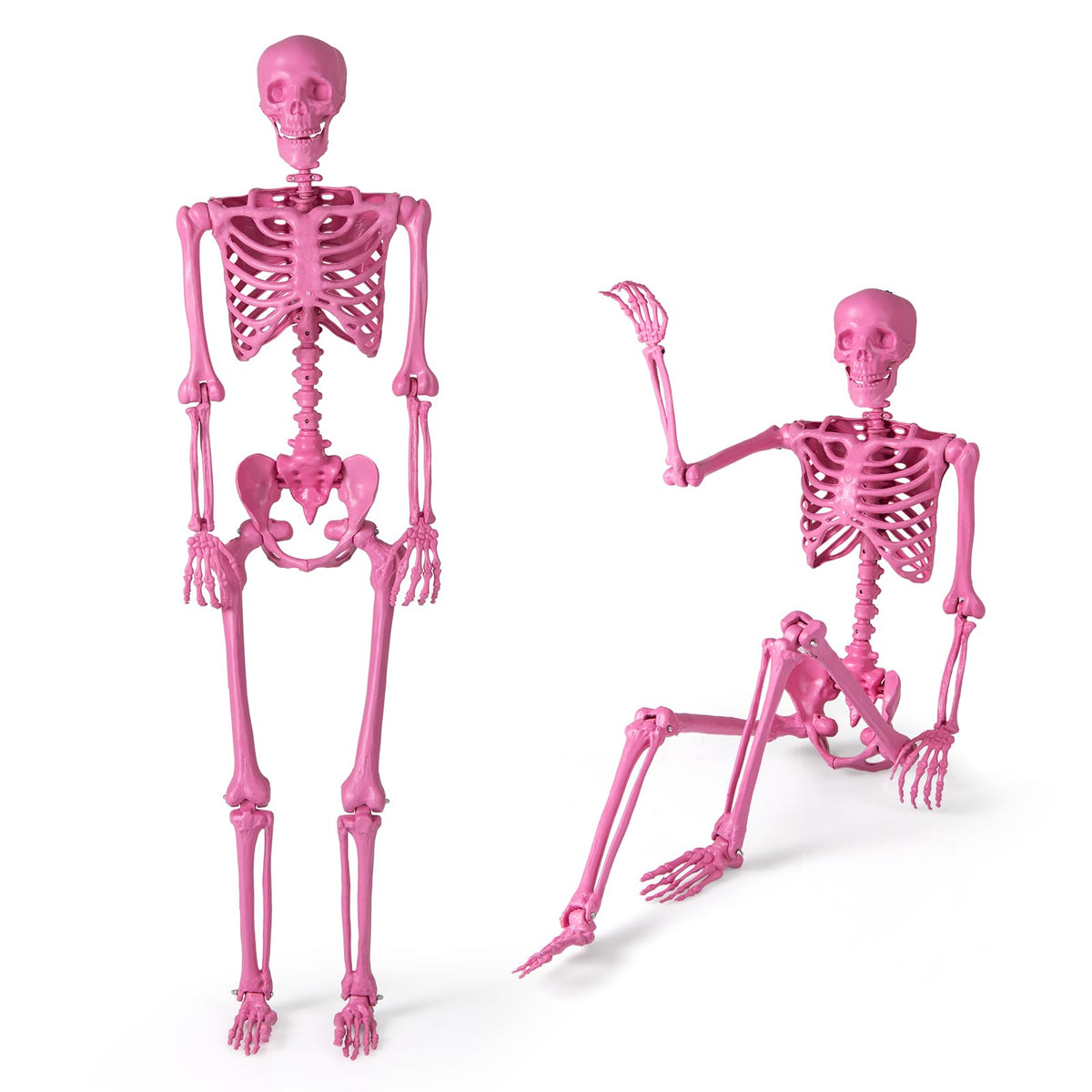 Lucktree 5.5 FT Halloween Pink Skeleton Life-Size Poseable Skeleton with Movable Joints