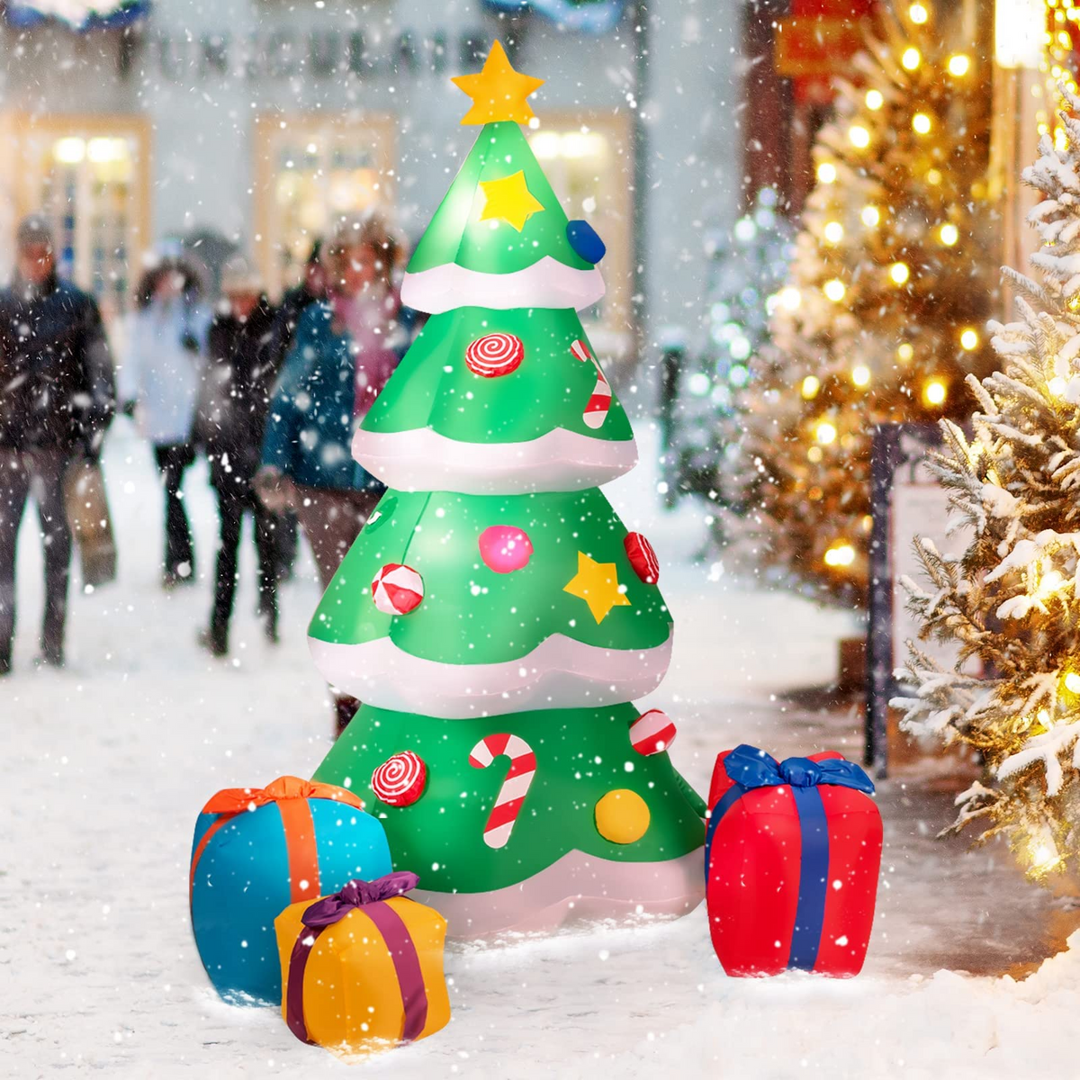 Lucktree Inflatable Christmas Tree, Inflatable Santa Claus Climbing Tree