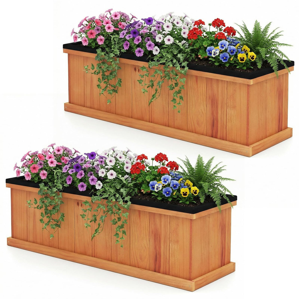 Lucktree Outdoor Raised Garden Bed Set of 1/2 (40” x 13” x 12”)