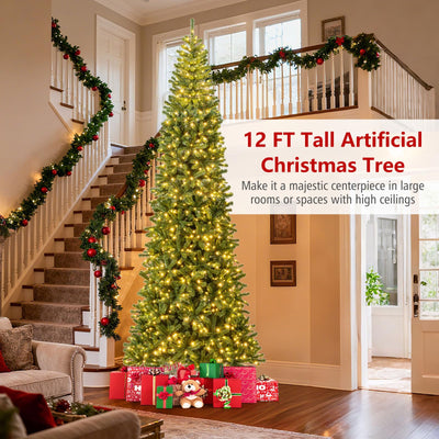 Lucktree 12 FT Pre-Lit Artificial Christmas Tree with Quick Power Connector