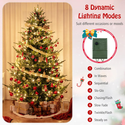 Lucktree 8ft Pre-lit Artificial Christmas Tree with 450 Warm White LED Lights, 1480 Branch Tips