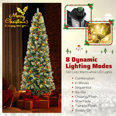 Lucktree 9ft Pre-Lit Artificial Christmas Tree, Hinged Xmas Tree with 1416 PVC & Pine Needles