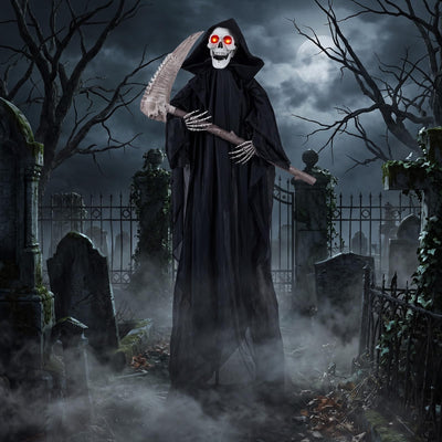 Lucktree 6 FT Halloween Animatronics Standing Grim Reaper with Sickle