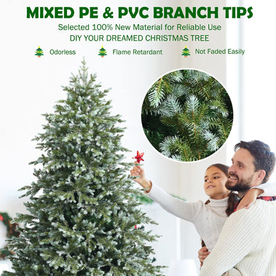 Lucktree 7ft Artificial Christmas Tree Feel Real Unlit Hinged Xmas Spruce Tree