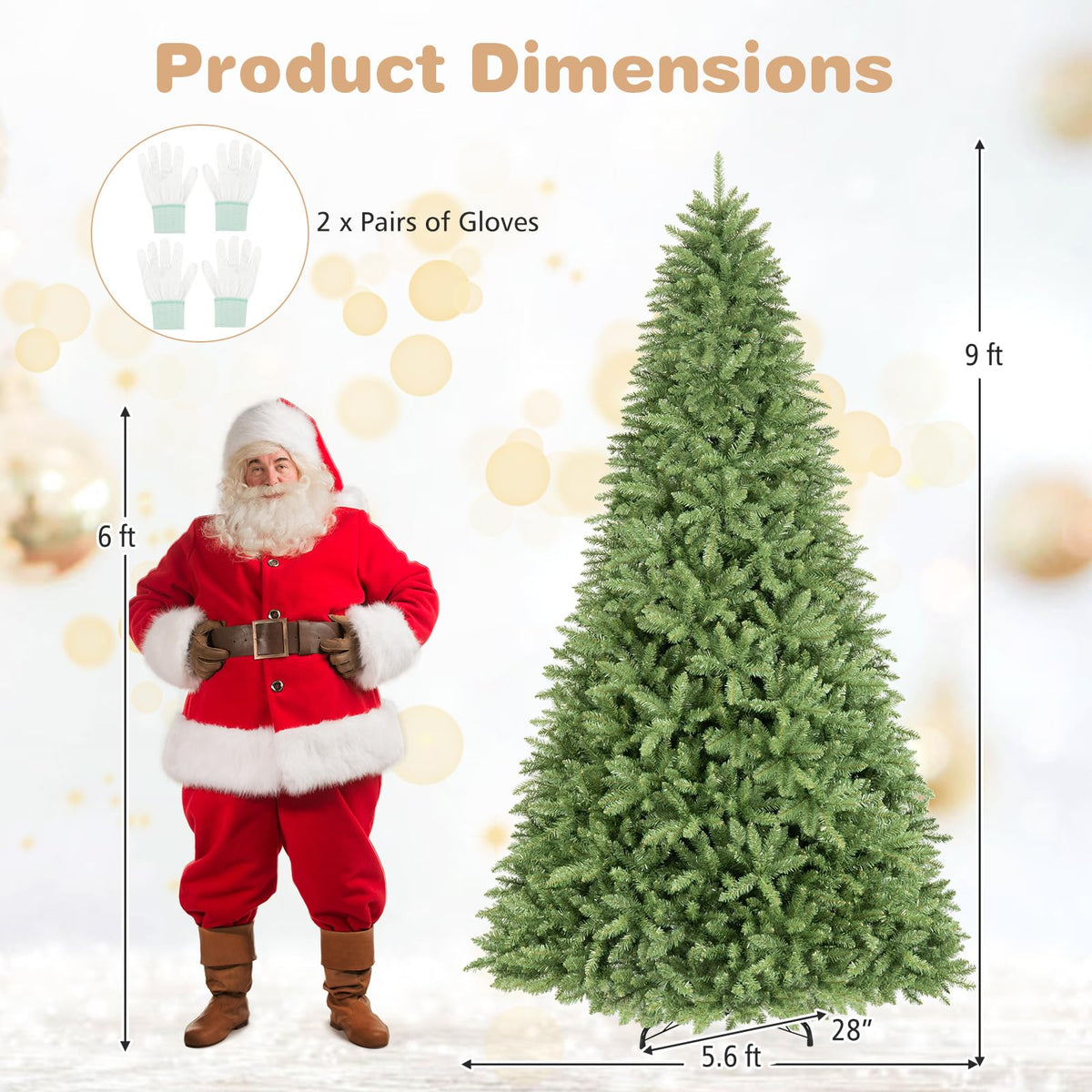 10/7.5/6.5/6/9/4.5/4 FT Artificial Christmas Tree w/ Easy-Setup Hinges, Unlit