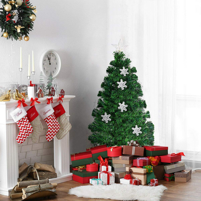Artificial Pre-Lit Christmas Tree Fiber Optic Tree with Metal Stand, Xmas Tree for Holiday Decor - LucktreeUS