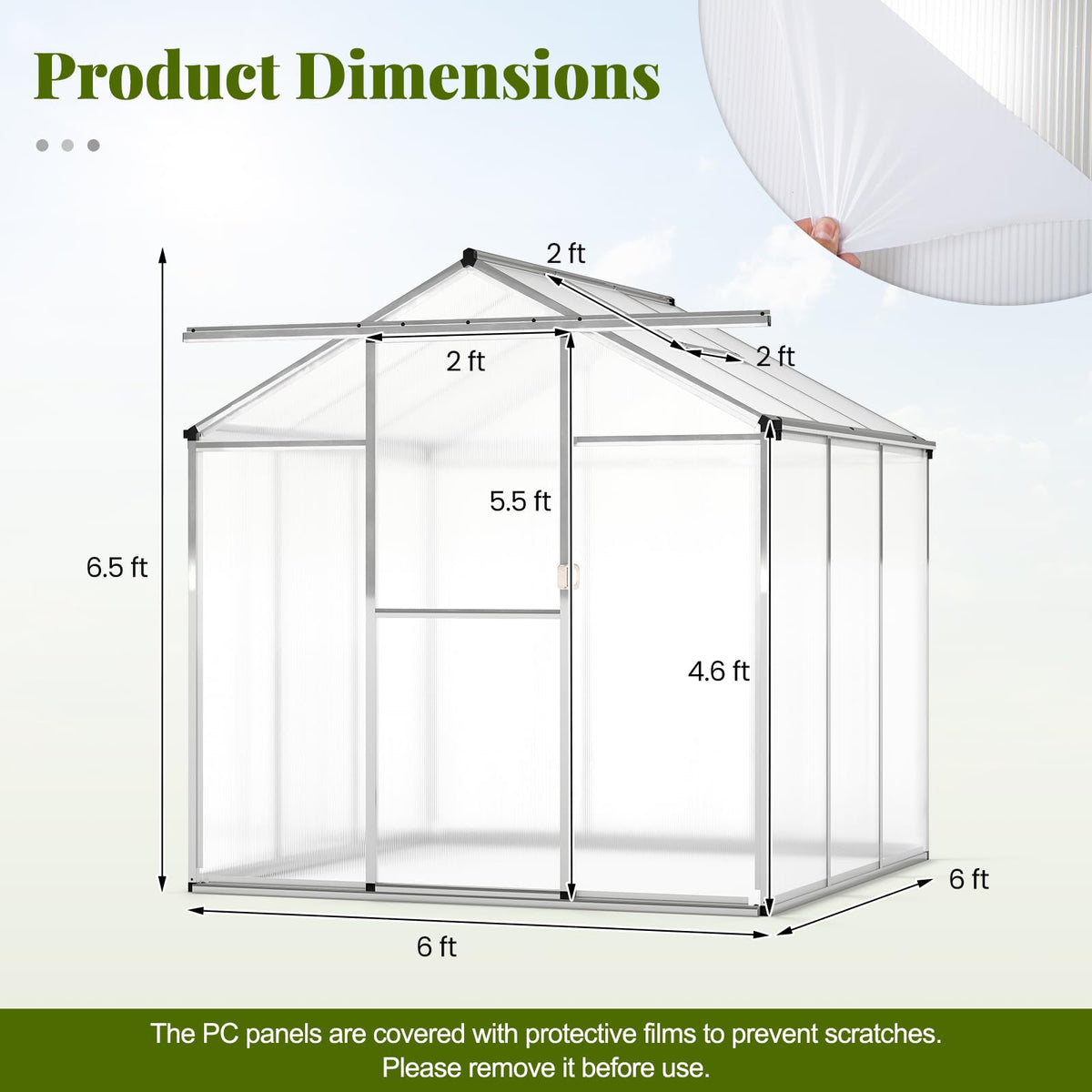 Lucktree Outdoor Large Walk-in Green House w/ Rain Gutter
