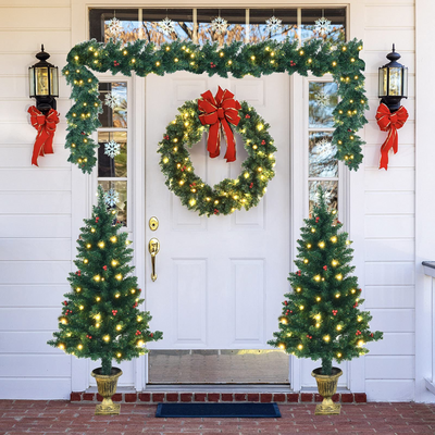 Lucktree Pre-lit Holiday Christmas 4-Piece Set, Christmas Garland - LucktreeUS