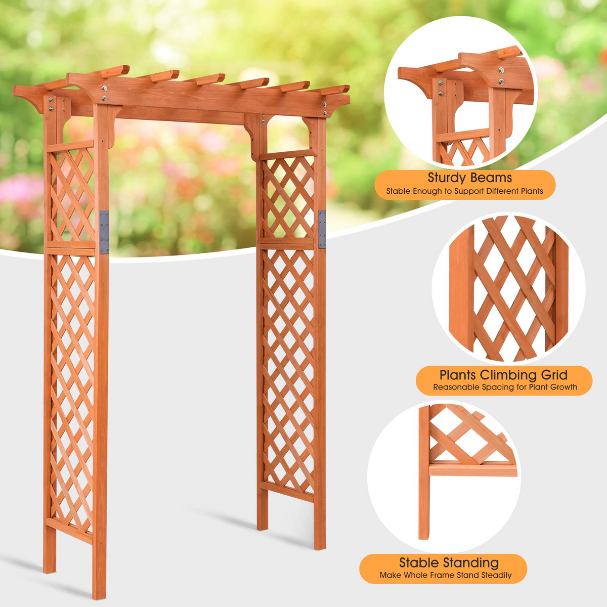 Lucktree 88inch Wood Garden Arbor